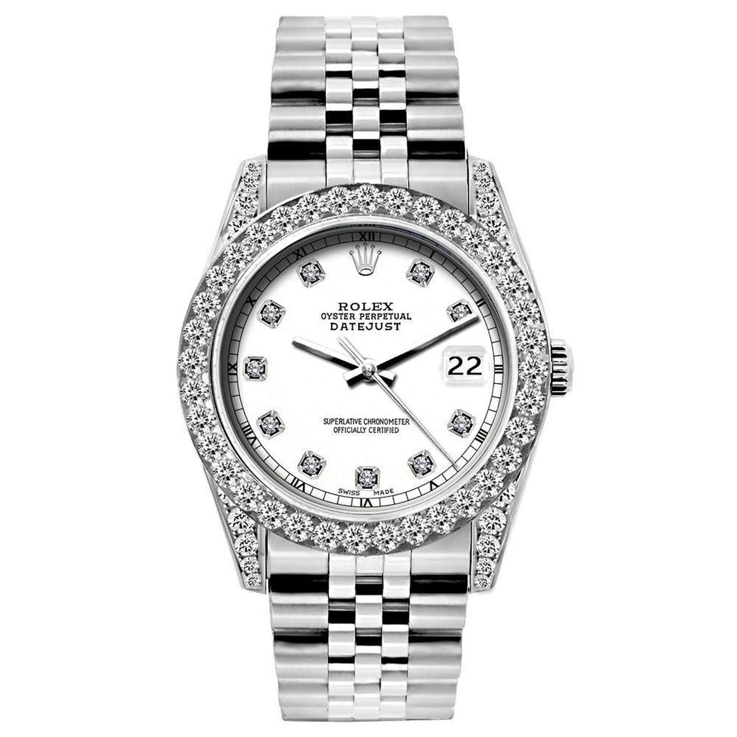 Rolex Datejust 26MM 6916 White Diamond Dial Diamond Bezel Stainless Steel Jubilee Bracelet 1.2ct