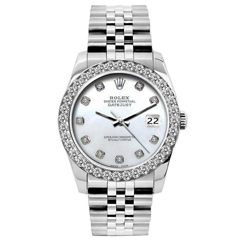 Rolex Datejust 26MM 6916 White Mother of Pearl Diamond Dial Diamond Bezel Stainless Steel Jubilee Bracelet 1.2ct