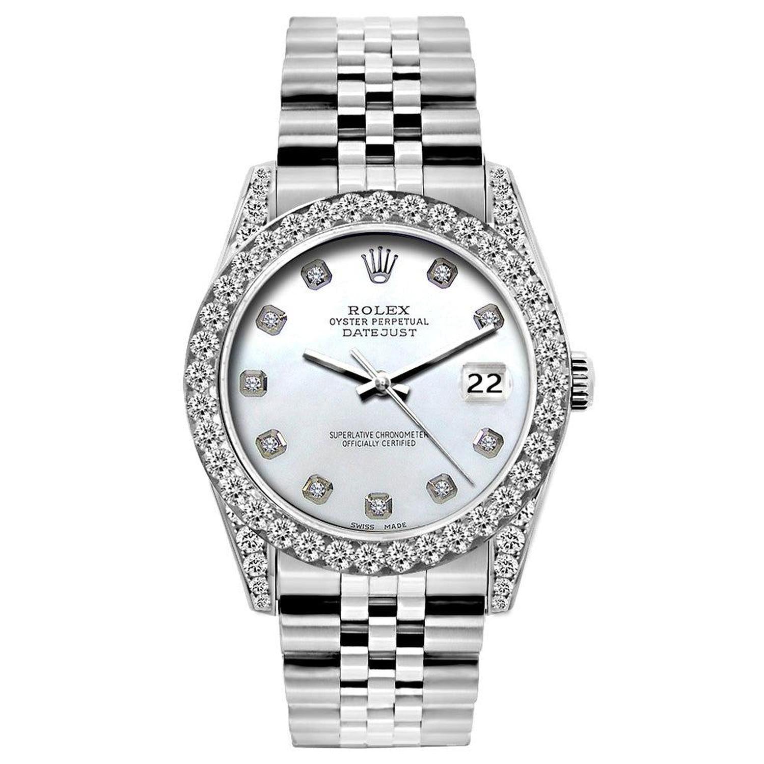 Rolex Datejust 26MM 6916 Mother of Pearl Diamond Dial Diamond Bezel Stainless Steel Jubilee Bracelet 1.2ct