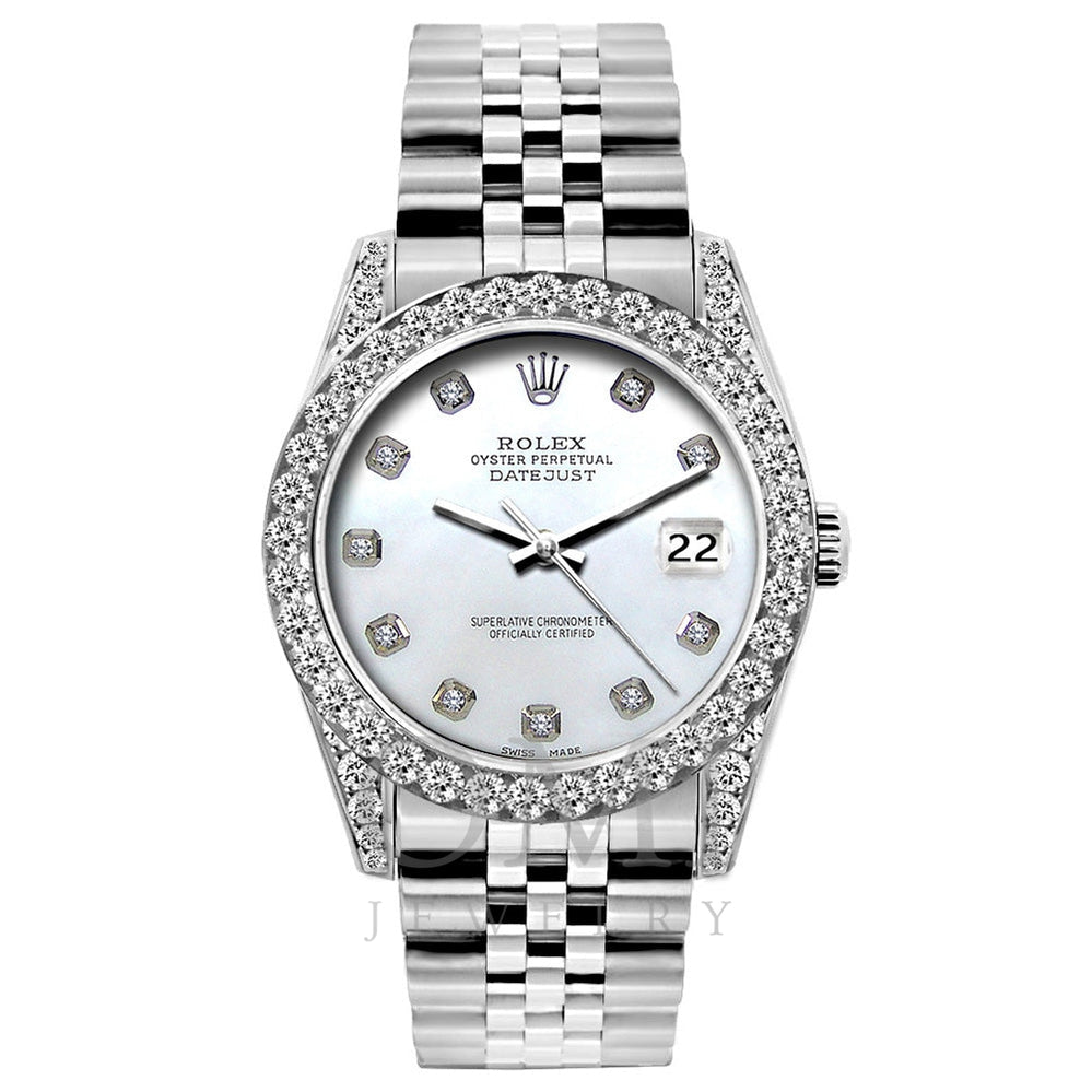 Rolex Datejust Diamond Watch, 26mm, Stainless SteelBracelet Blue Mother of Pearl Dial w/ Diamond Bezel and Lugs