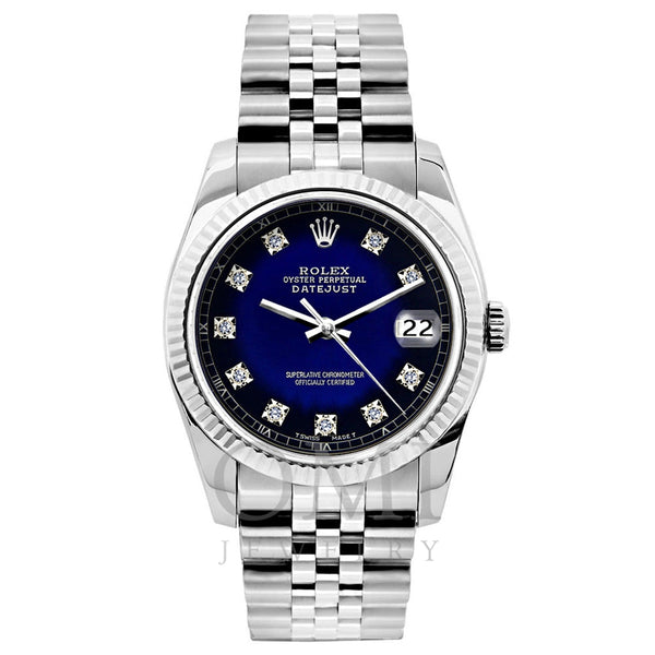 Rolex Datejust 26mm Stainless Steel Bracelet Blue Black Dial