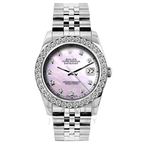 Rolex Datejust Diamond Watch, 26mm, Stainless SteelBracelet Pink Mother of Pearl Dial w/ Diamond Bezel
