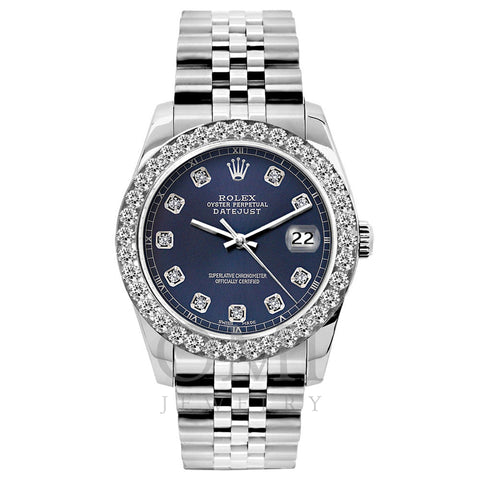 Rolex Datejust Diamond Watch, 26mm, Stainless SteelBracelet Navy Blue Dial w/ Diamond Bezel