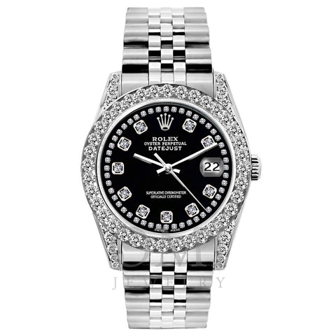 Rolex Datejust Diamond Watch, 26mm, Stainless SteelBracelet Black Star Dial w/ Diamond Bezel and Lugs