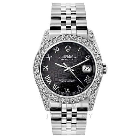Rolex Datejust Diamond Watch, 26mm, Stainless SteelBracelet Black Rolex Dial w/ Diamond Bezel and Lugs