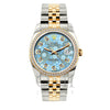 Rolex Datejust Diamond Watch, 36mm, Yellow Gold and Stainless Steel Bracelet Blue Flower Dial w/ Diamond Bezel