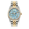Rolex Datejust Diamond Watch, 36mm, Yellow Gold and Stainless Steel Bracelet Blue Flower Dial w/ Diamond Bezel and Lugs