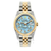 Rolex Datejust Diamond Watch, 36mm, Yellow Gold and Stainless Steel Bracelet Blue Flower Dial w/ Diamond Lugs