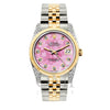 Rolex Datejust Diamond Watch, 36mm, Yellow Gold and Stainless Steel Bracelet Pink Flower Dial w/ Diamond Lugs