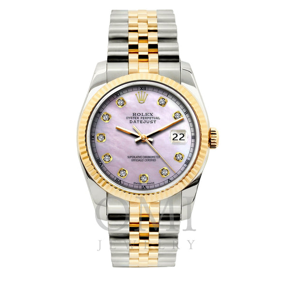 Rolex Datejust 36mm Yellow Gold and Stainless Steel Bracelet Mother of Pearl Dial