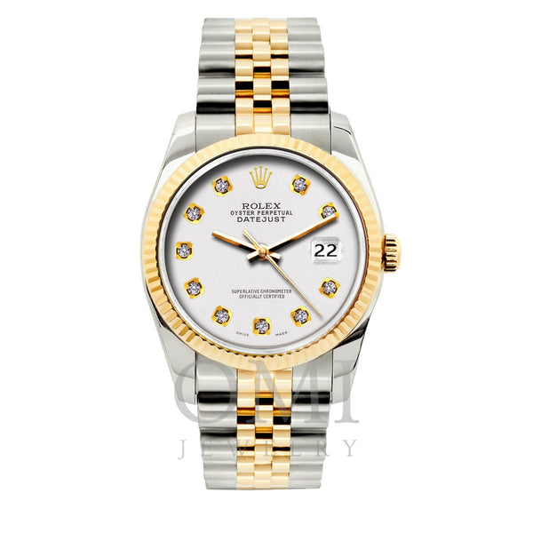 Rolex Datejust 36mm Yellow Gold and Stainless Steel Bracelet White Dial