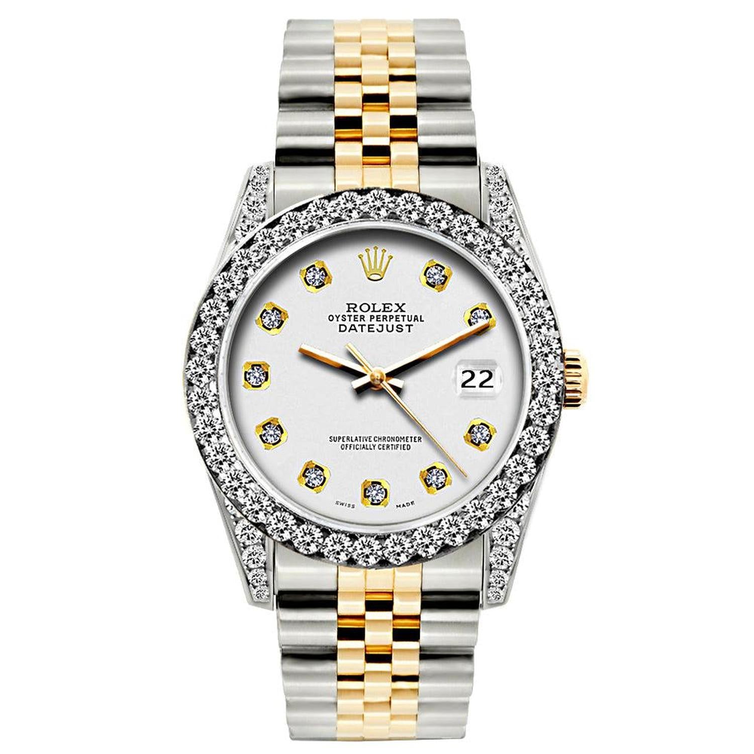 Rolex Datejust Diamond Watch, 26mm, Yellow Gold and Stainless Steel Bracelet Whisper Dial w/ Diamond Bezel and Lugs
