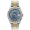 Rolex Datejust Diamond Watch, 26mm, Yellow Gold and Stainless Steel Bracelet Blue Mother of Pearl Dial w/ Diamond Bezel