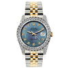 Rolex Datejust Diamond Watch, 26mm, Yellow Gold and Stainless Steel Bracelet Blue Mother of Pearl Dial w/ Diamond Bezel and Lugs
