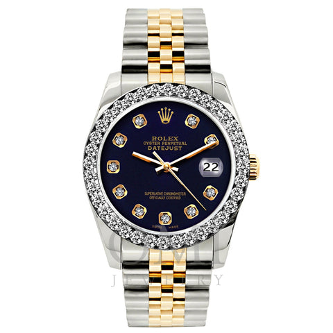 Rolex Datejust Diamond Watch, 26mm, Yellow Gold and Stainless Steel Bracelet Black Russian Dial w/ Diamond Bezel