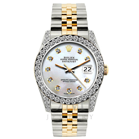 Rolex Datejust Diamond Watch, 26mm, Yellow Gold and Stainless Steel Bracelet Pattens Blue Dial w/ Diamond Bezel and Lugs