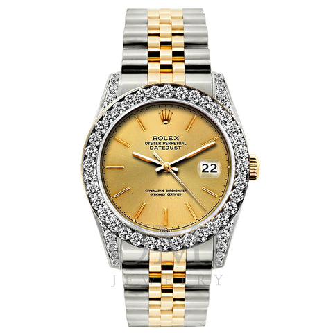 Rolex Datejust Diamond Watch, 26mm, Yellow Gold and Stainless Steel Bracelet Gold Dial w/ Diamond Bezel and Lugs