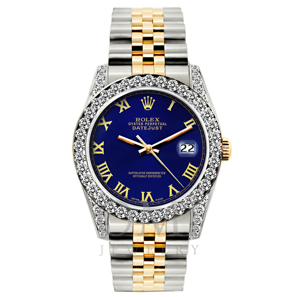 Rolex Datejust Diamond Watch, 26mm, Yellow Gold and Stainless Steel Bracelet Sapphire Dial w/ Diamond Bezel and Lugs