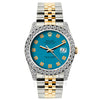 Rolex Datejust Diamond Watch, 26mm, Yellow Gold and Stainless Steel Bracelet Eastern Blue Dial w/ Diamond Bezel and Lugs