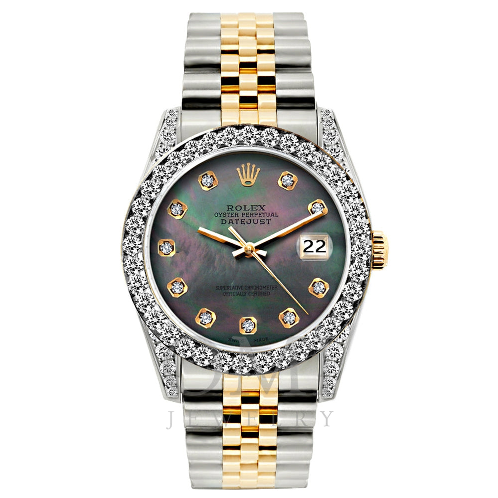 Rolex Datejust Diamond Watch, 26mm, Yellow Gold and Stainless Steel Bracelet Mother of Pearl Dial w/ Diamond Bezel and Lugs