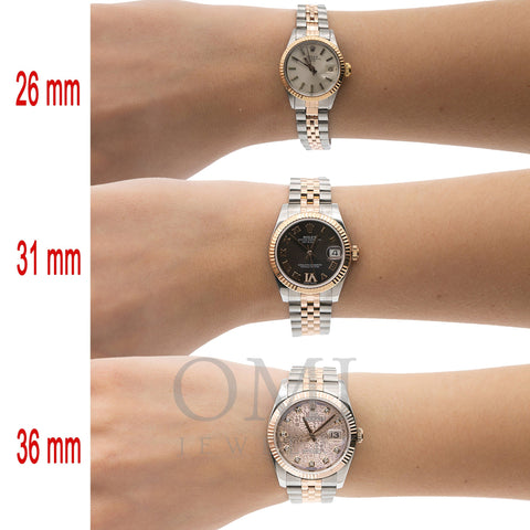 Rolex Datejust Diamond Watch, 68273 31mm, White Diamond Dial With Two Tone Bracelet